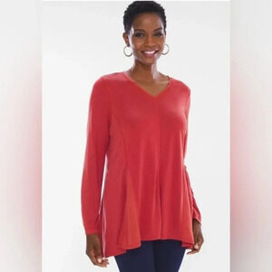 Women's Chico's Zynergy Woven Inset Tunic, Orange, Size 1= M 8/10 EUC